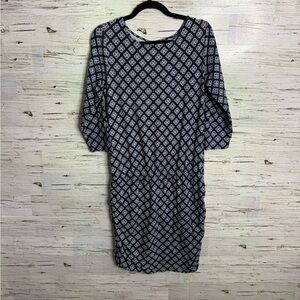 Hatley midi dress blue white long sleeve size large
